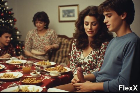 Noël en famille : fellations sous le gui et sodomie au pied du sapin photo par Rocco — Amateurs